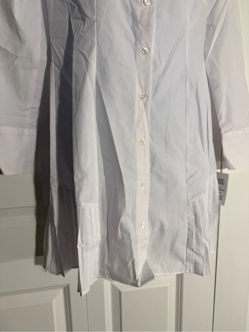 ASOS White Long Sleeve Button Mini Dress